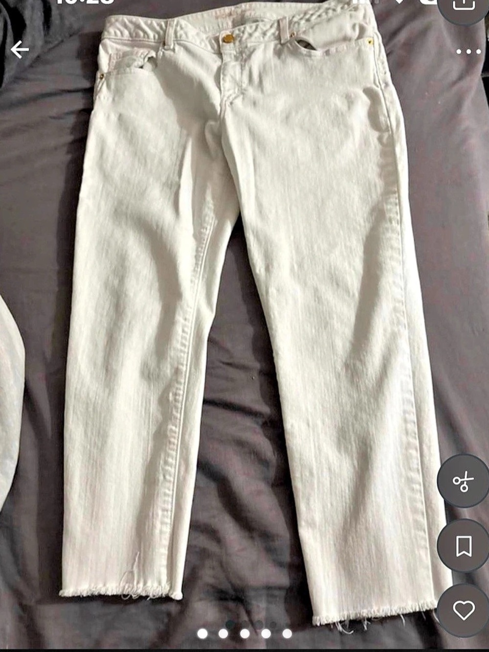 Michael Kors White Cropped Raw Hem Jeans size 14